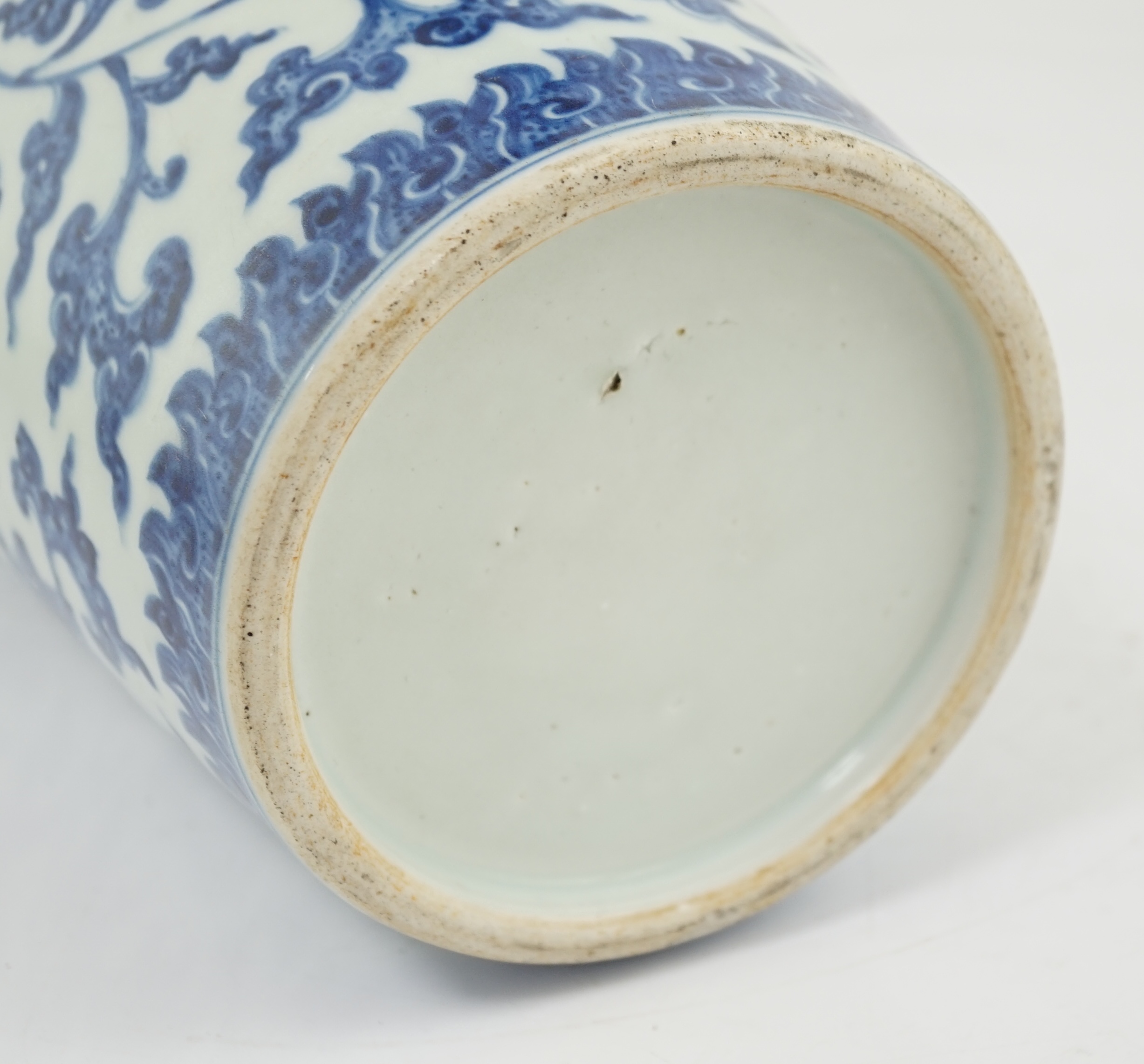 A large Chinese blue and white 'lotus' vase, late Qing dynasty